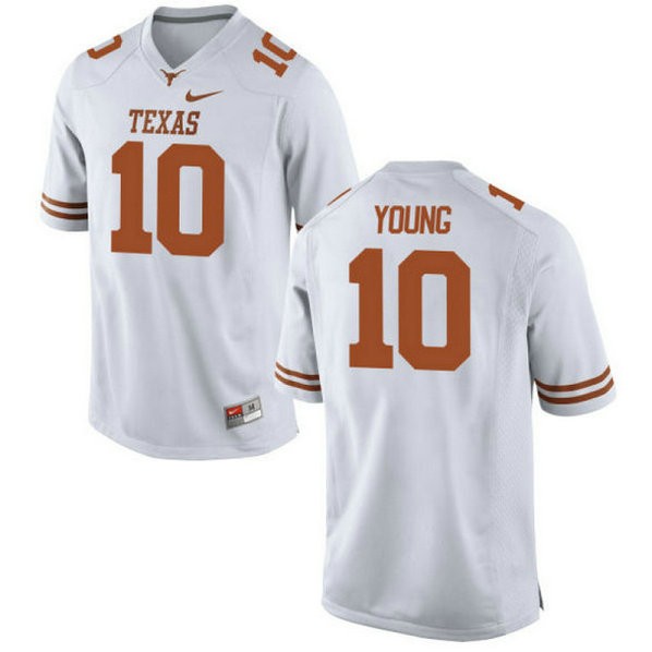 Mens Vince Young Texas Longhorns #10 Authentic White Colleage Football Jersey 102